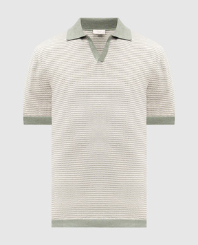 Agnona Green polo shirt with striped pattern K311U357H1412