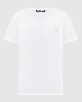 Dolce&Gabbana White T-shirt with monogram patch G8TQ8ZG7QNN