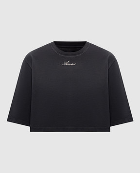 AMIRI Grey cropped T-shirt with embroidered logo AW426JR014