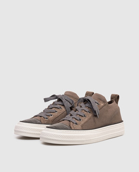 Brunello Cucinelli Brown sneakers with a monil chain MZ35G2650