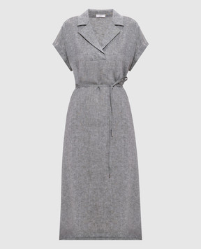Peserico Gray linen midi dress S02412A02600