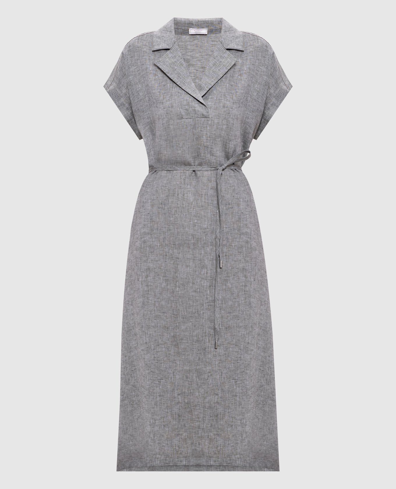 Gray linen midi dress