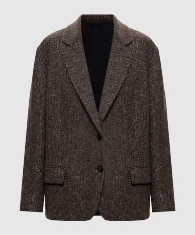 Braune gemusterte Wolljacke