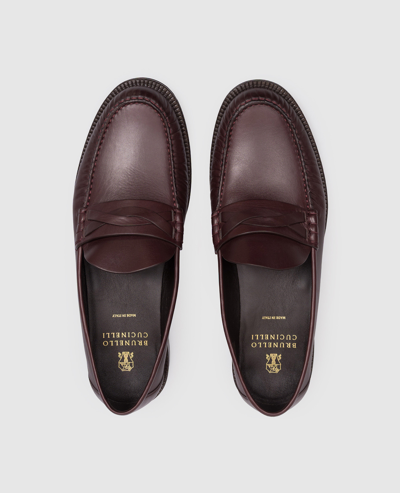 Burgundy leather loafers Brunello Cucinelli 4