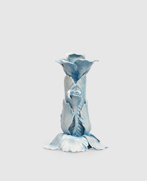 Bitossi Home Blue ceramic candlestick with flowers EMP00418