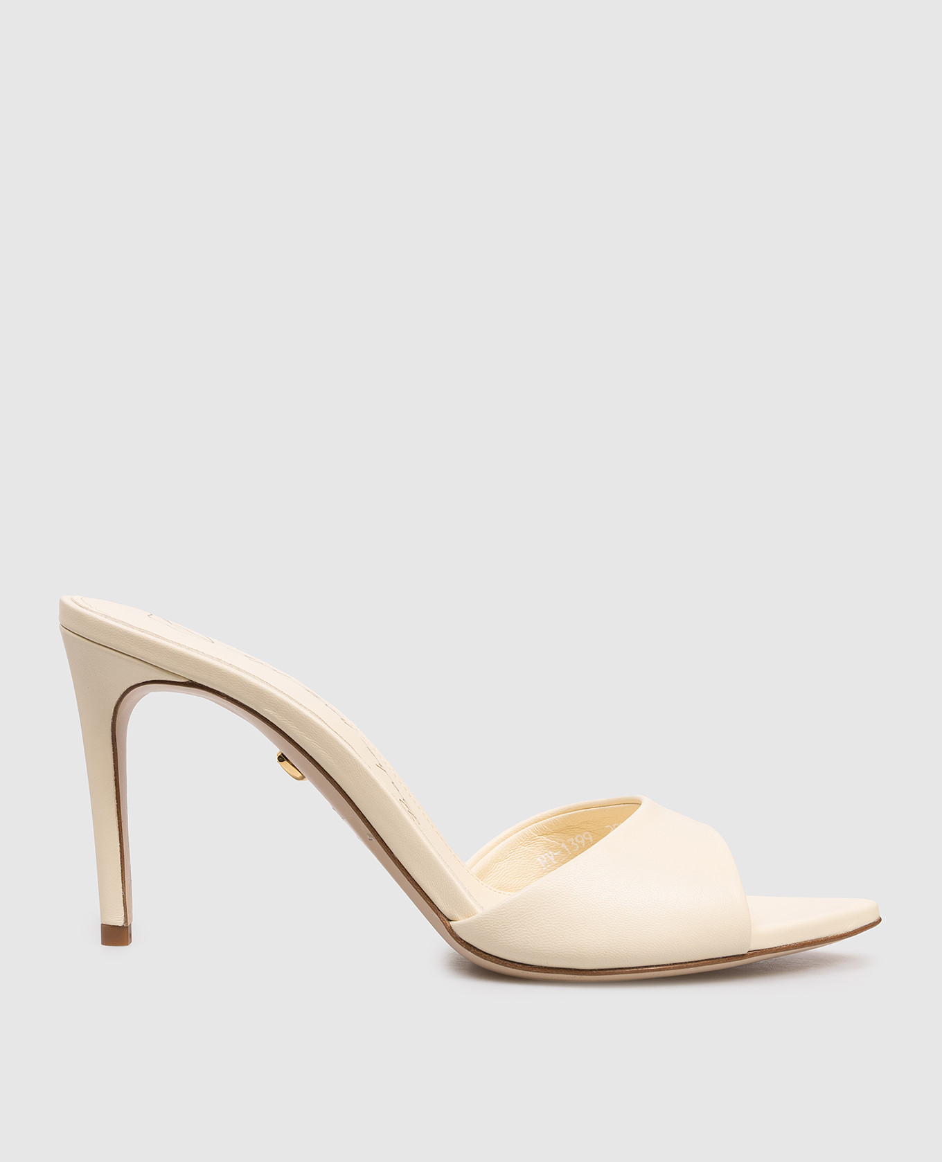 Beige leather mules