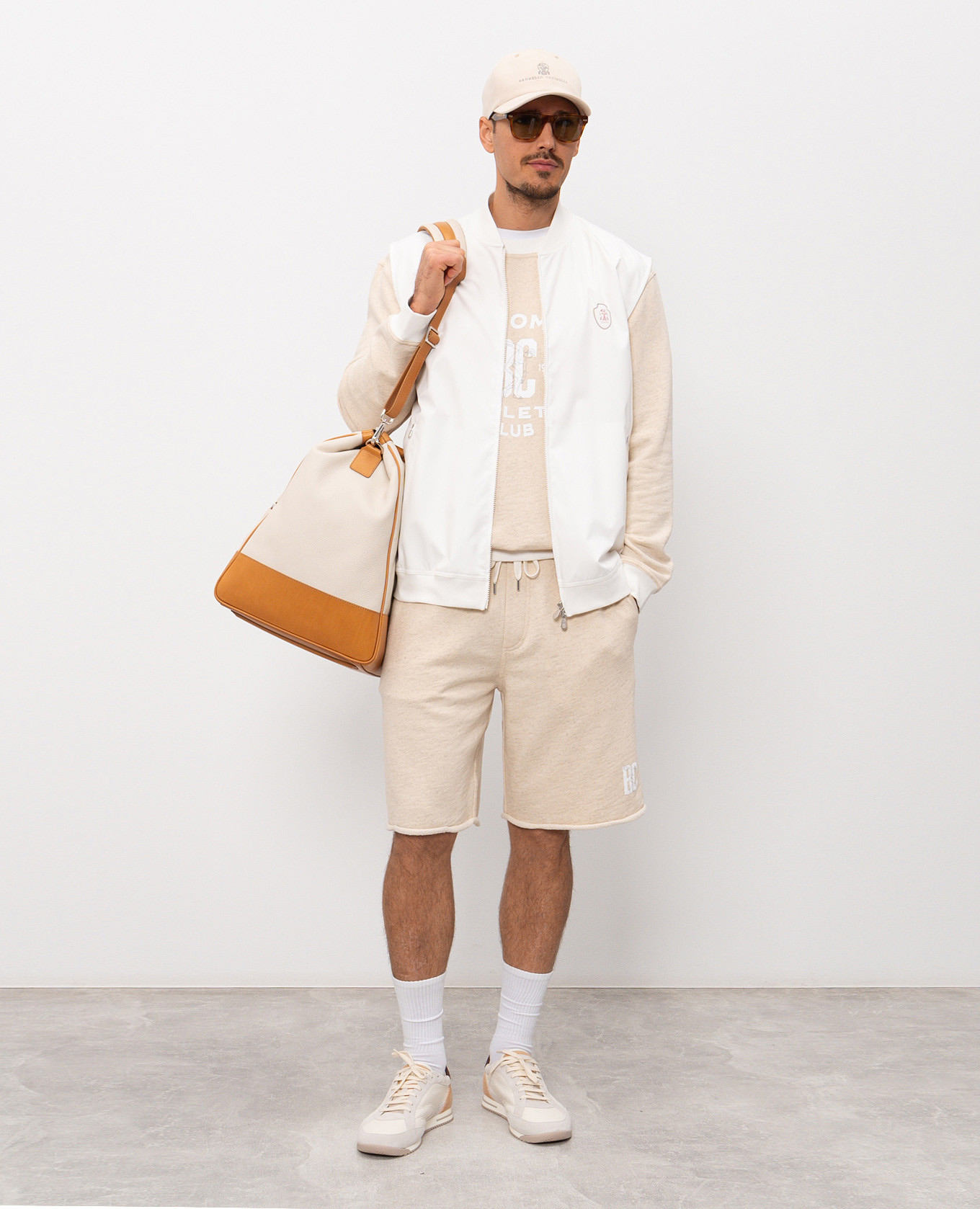 Beige melange sweatshirt with print Brunello Cucinelli 2
