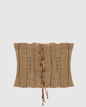 Masnada Brown patterned linen corset 8014