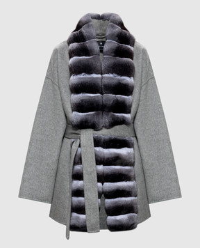 Fabio Gavazzi Gray cashmere coat with chinchilla fur FG2344FDOR