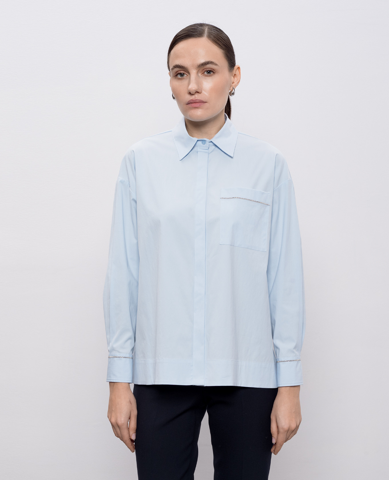 

Blue shirt with a monil chain Peserico, Light blue