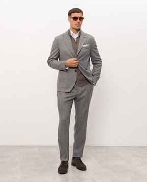 Peserico Gray wool jacket with a pattern R5103502732