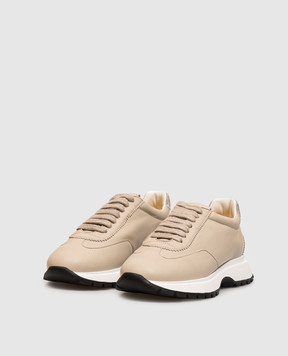 Doucal's Beige leather sneakers with a monil chain DD8936LYSAPF876