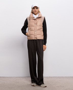 Peserico Beige down vest with monil chain A03470R6957