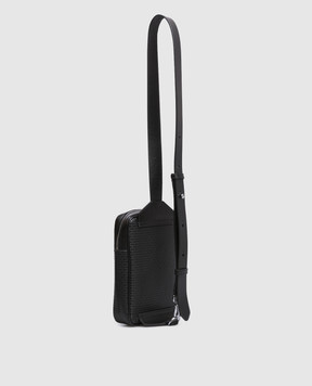 Serapian Black leather sling bag with logo SRSTSMML738715ACG2