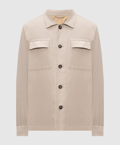 Giacca-camicia in lana beige