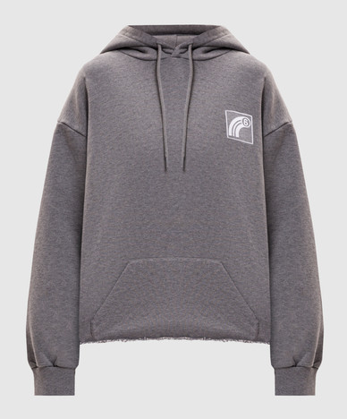 Gray hoodie with branded print