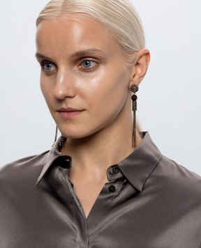 Peserico Brown earrings with a monil chain A35531C0CC903
