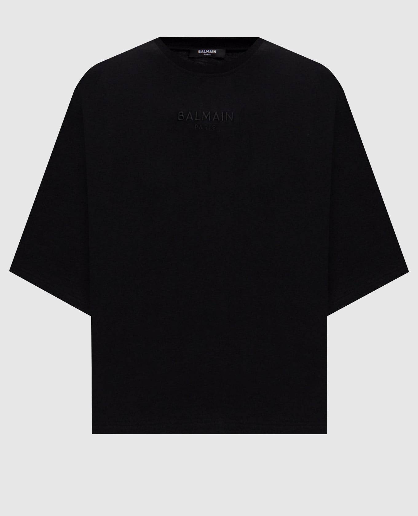 Black cropped T-shirt with embroidered logo