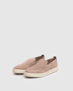Stefano Ricci Brown suede slip-ons with logo UV50G2391SDP