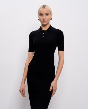 Dolce&Gabbana Black ribbed polo shirt FXZ16ZJFMHG