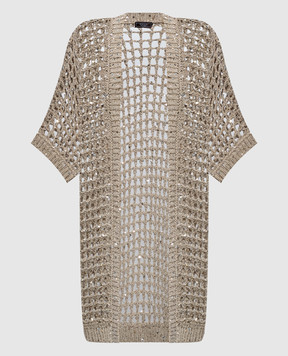 Peserico Beige openwork cardigan with sequins E99166F039329A