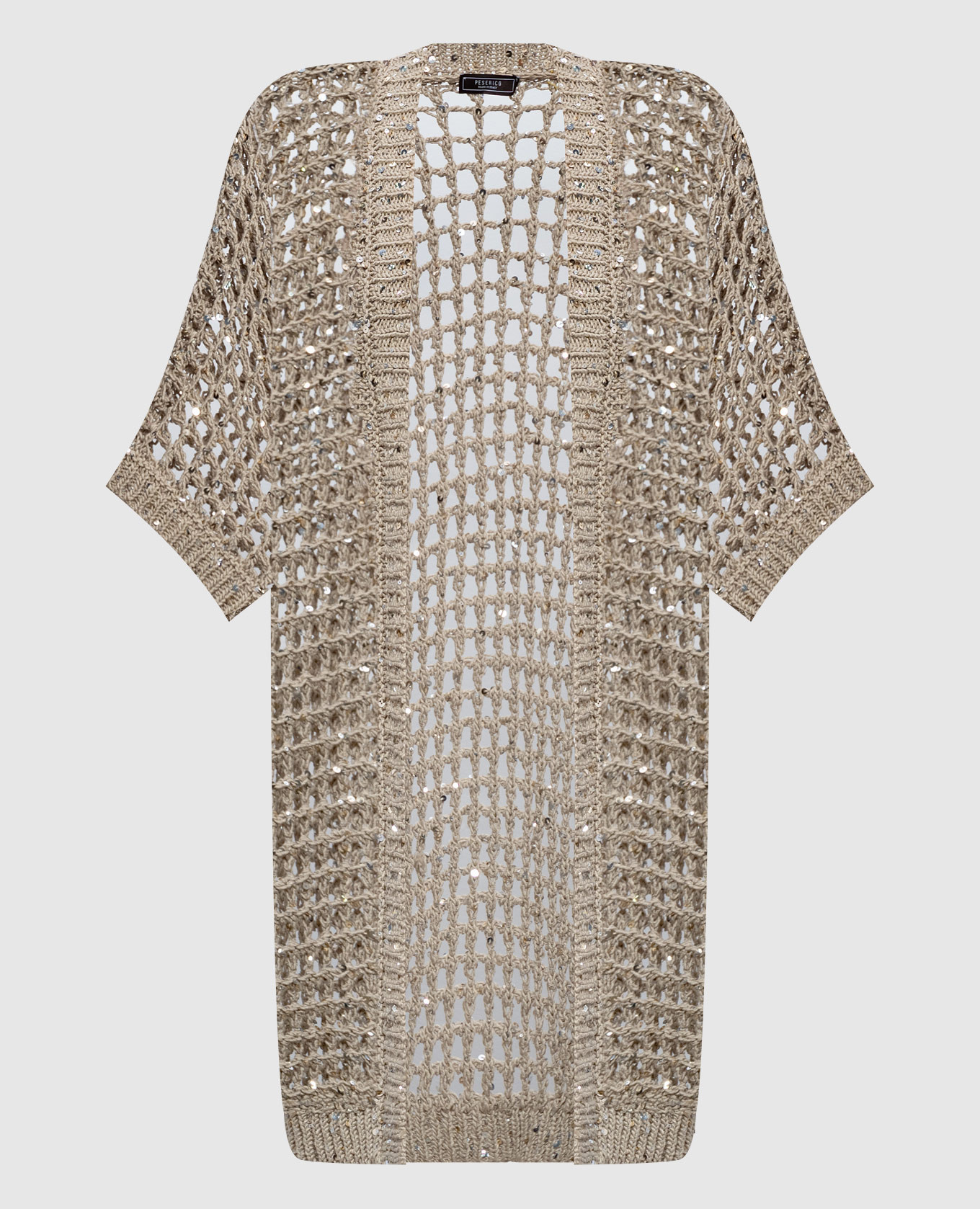 Beige openwork cardigan with sequins