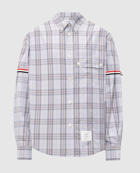 Thom Browne Checked shirt with logo patch MWL430OF1098