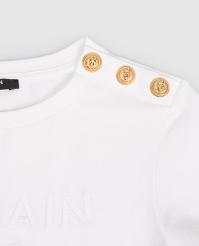 Balmain Children's white T-shirt with embroidered logo BY8A21Z32771214