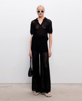 Agnona Black openwork top with polo collar K3110557C080P