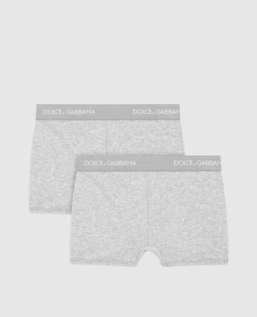 Dolce&Gabbana Children's set of boxer shorts in gray with a logo pattern L4J701ON00G