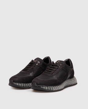 Stefano Ricci Black combination sneakers with textured emblem UR88G6703SNWYTS