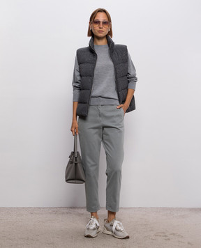 Peserico Gray corduroy down vest with lurex A0347505219