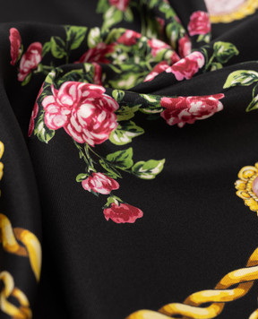 Dolce&Gabbana Black silk scarf with floral print FN092RGDDLN