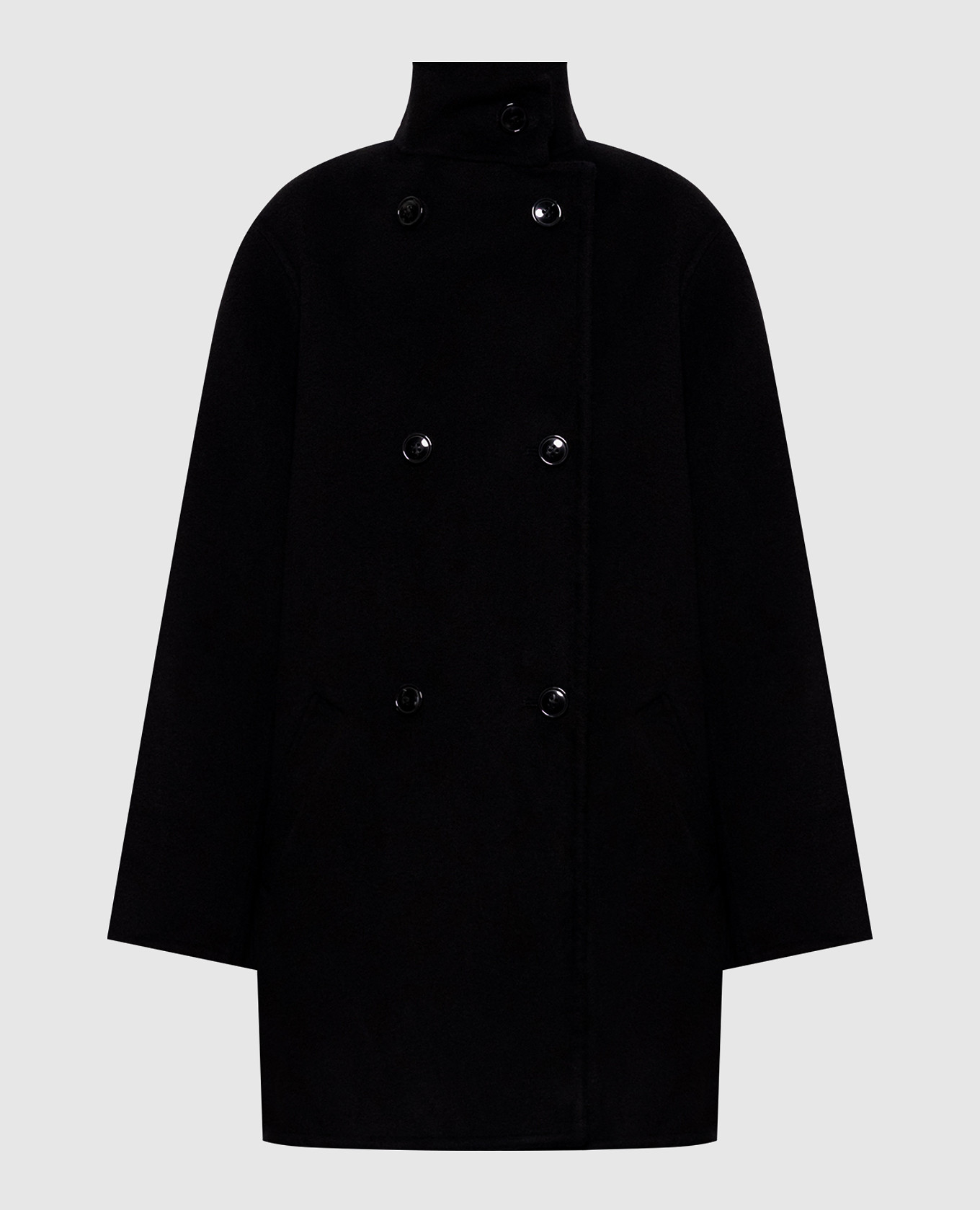 OLMO black double-breasted wool and cashmere coat