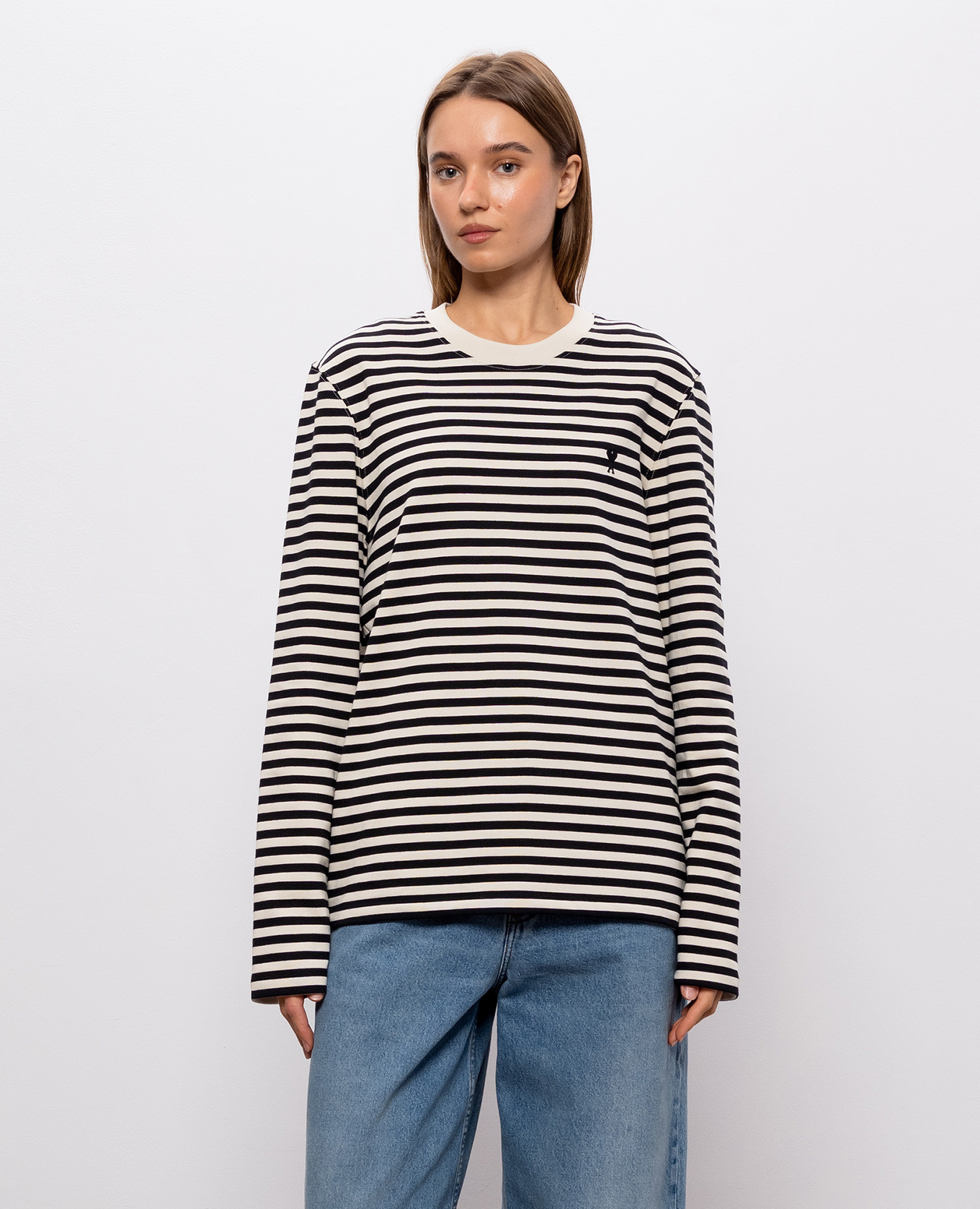 Ivory striped long-sleeve top Ami Paris 3