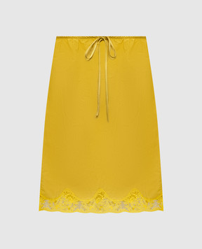 Saint Laurent Yellow silk skirt with lace 856886Y7J24