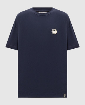 Palm Angels Blue T-shirt with branded patch PAMAA001JR010