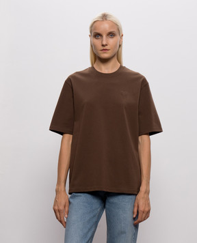 Ami Paris Brown T-shirt with textured emblem UTS357726w