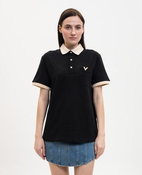 Valentino Black polo with contrast piping 8V0MH01KBGT
