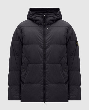 Stone Island Navy blue down jacket with logo patch L2S154100037S0A23