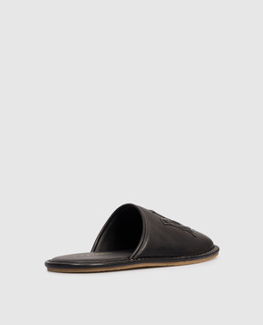 AMIRI Black leather slippers with logo patch AMCSCA1003