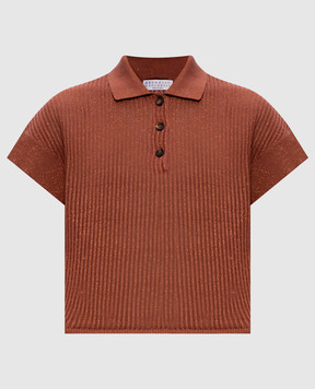 Brunello Cucinelli Terracotta polo shirt with lurex MST258305