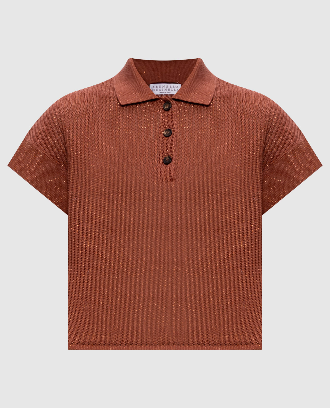 Terracotta polo shirt with lurex