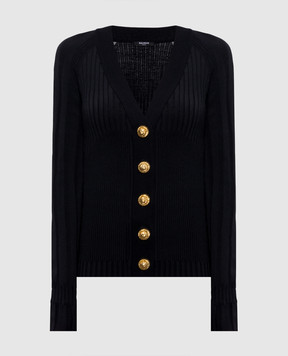 Balmain Black ribbed cardigan GF1KL166KJ45