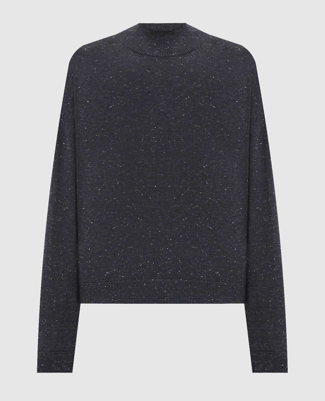 Gray wool sweater with lurex