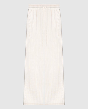 Dolce&Gabbana Ivory striped linen pants GP1N9TFBMF1