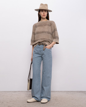 Brunello Cucinelli Blue jeans with linen ML996P4053
