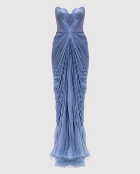 Iris Serban Yasmina blue dress with drapery CAROLA
