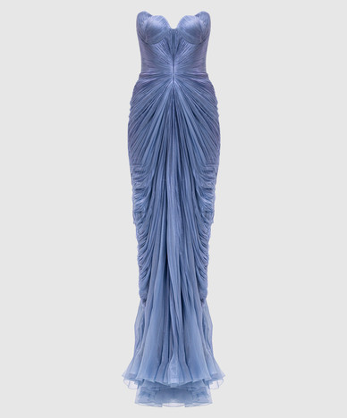 Yasmina blue dress with drapery