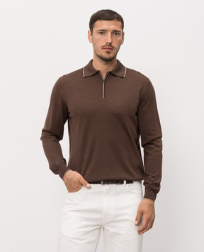 Stefano Ricci Brown wool, silk and cashmere polo shirt KE08004P30E26374